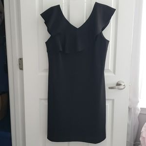 NWOT Black Dress with Ruffle Shoulder